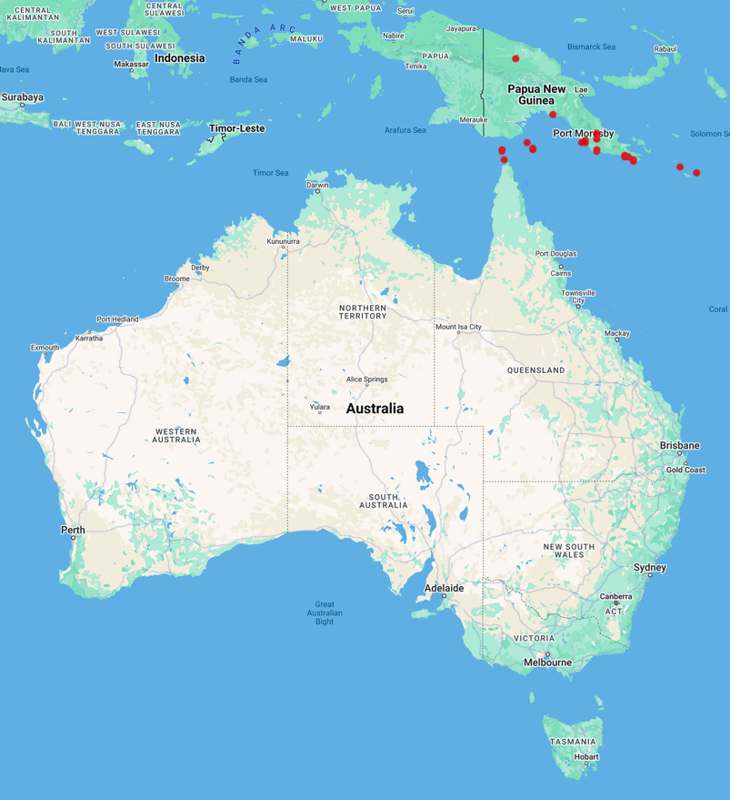 collecting locality map for 'Chalmers, J.'