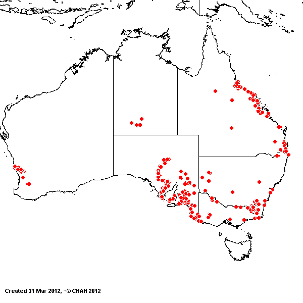 Map of collecting locations for Murray Fagg