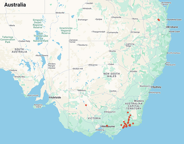 collecting locality map for 'Grove, C.H.'