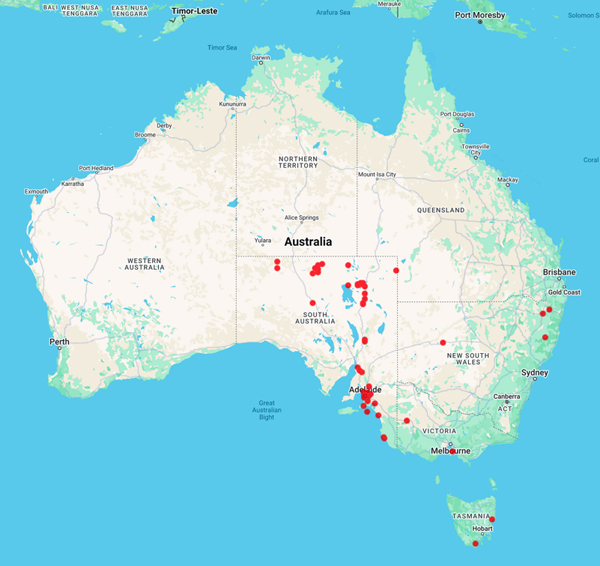 collecting locality map for 'Jessop, J.P.'