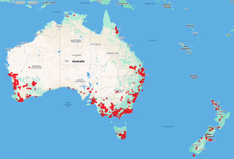 collecting locality map for 'Melville, R.'