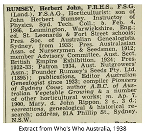 Rumsey,
    Herbert John - Who's Who 1932 